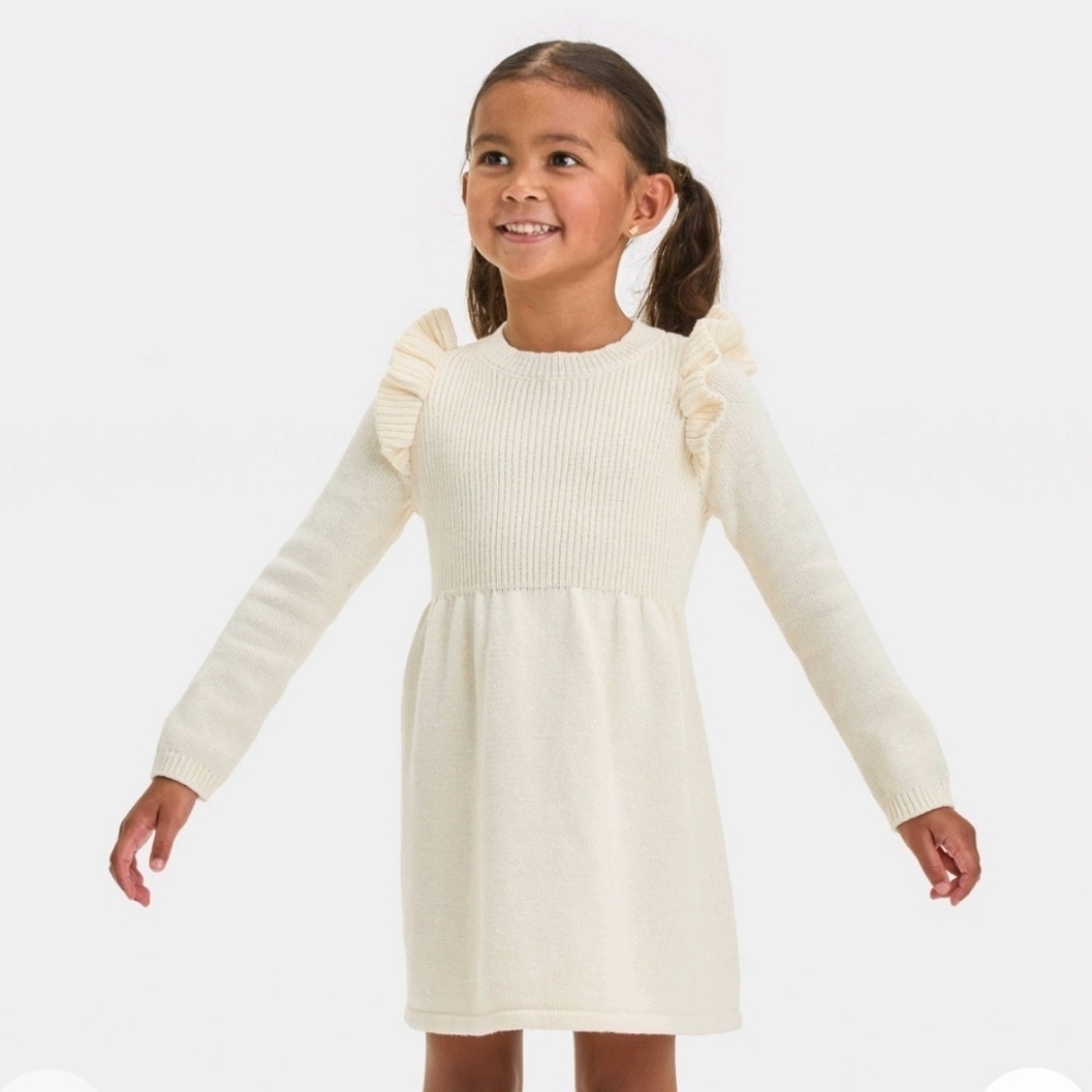 Toddler Girls' Solid Ribbed Sweater Dress - Cat & Jack Oatmeal 2T